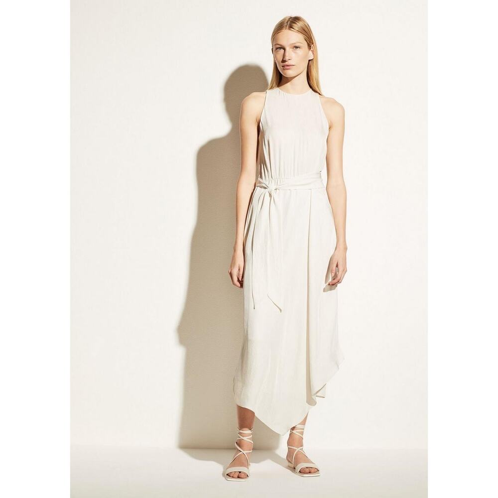 Vince Handkerchief Drape Asymmetric Dress‎ in Bone Size 10 NWT
